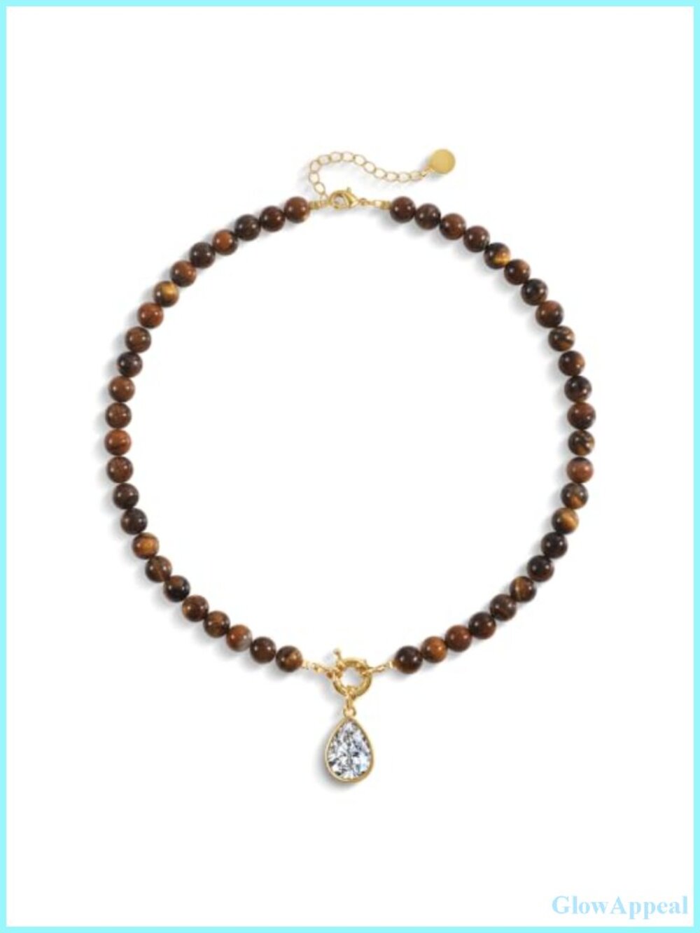 Boho Beaded Gemstone Choker Necklace CZ Water Drop Pendant